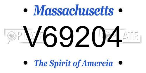 V69204 Massachusetts License Plate
