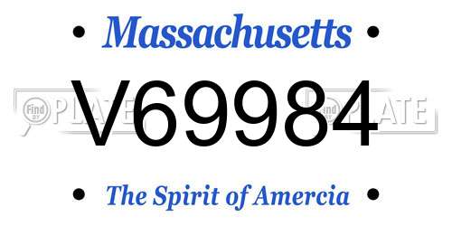 V69984 Massachusetts License Plate