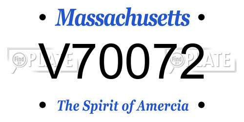 V70072 Massachusetts License Plate