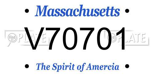V70701 Massachusetts License Plate