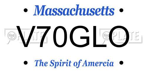 V70GLO Massachusetts License Plate