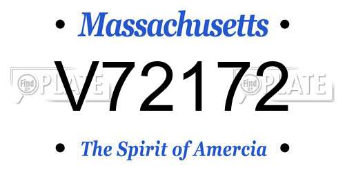 V72172 Massachusetts License Plate