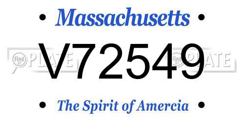 V72549 Massachusetts License Plate