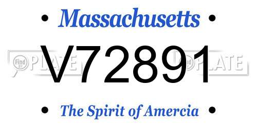 V72891 Massachusetts License Plate