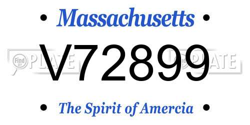 V72899 Massachusetts License Plate