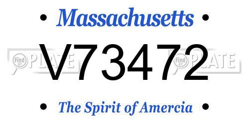 V73472 Massachusetts License Plate