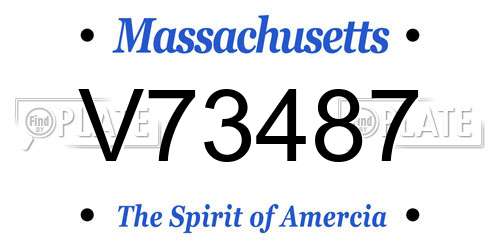 V73487 Massachusetts License Plate