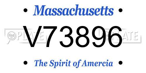 V73896 Massachusetts License Plate