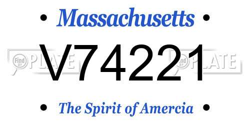 V74221 Massachusetts License Plate