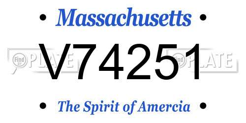 V74251 Massachusetts License Plate