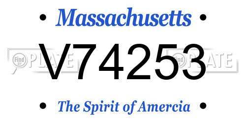 V74253 Massachusetts License Plate