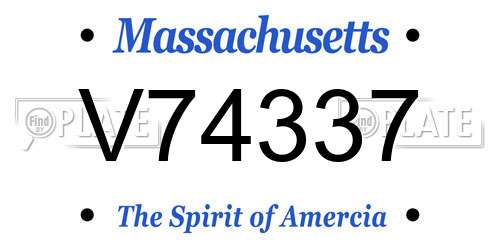 V74337 Massachusetts License Plate