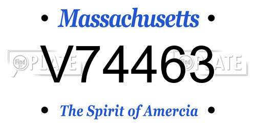 V74463 Massachusetts License Plate