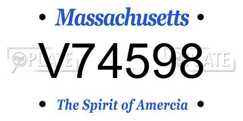 V74598 Massachusetts License Plate