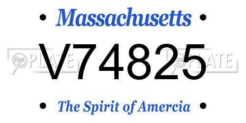 V74825 Massachusetts License Plate