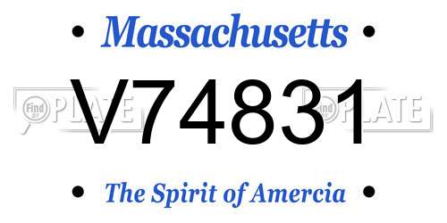 V74831 Massachusetts License Plate