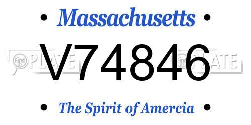 V74846 Massachusetts License Plate