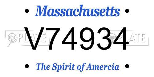 V74934 Massachusetts License Plate
