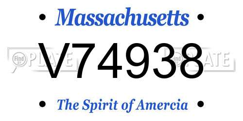 V74938 Massachusetts License Plate