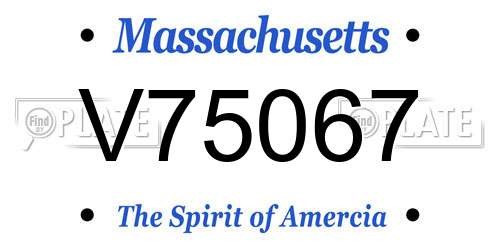 V75067 Massachusetts License Plate