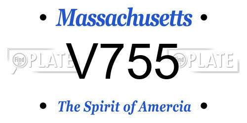 V755 Massachusetts License Plate