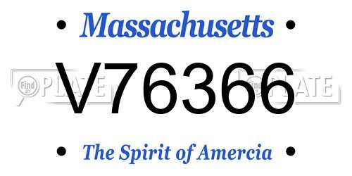 V76366 Massachusetts License Plate