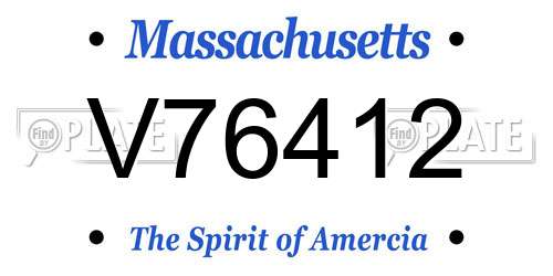 V76412 Massachusetts License Plate
