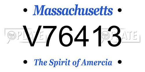 V76413 Massachusetts License Plate