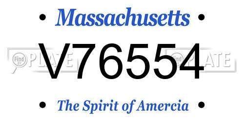 V76554 Massachusetts License Plate