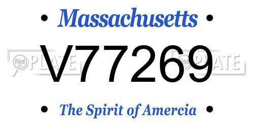 V77269 Massachusetts License Plate