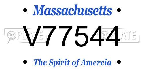 V77544 Massachusetts License Plate