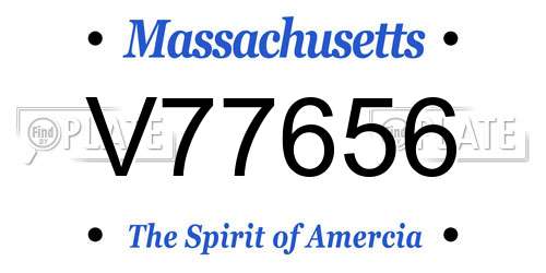 V77656 Massachusetts License Plate