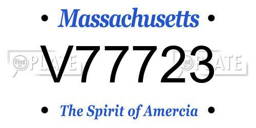 V77723 Massachusetts License Plate