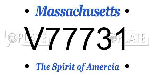 V77731 Massachusetts License Plate