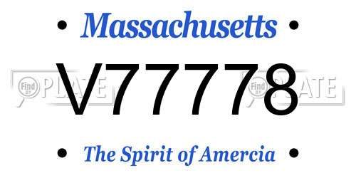V77778 Massachusetts License Plate