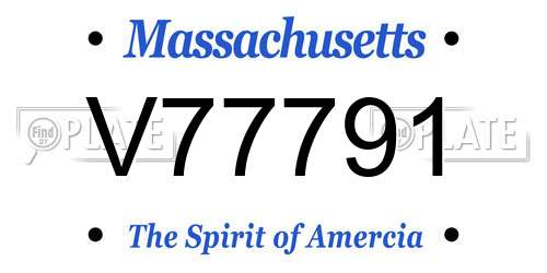 V77791 Massachusetts License Plate