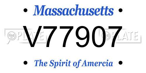 V77907 Massachusetts License Plate