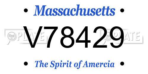 V78429 Massachusetts License Plate