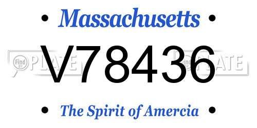 V78436 Massachusetts License Plate