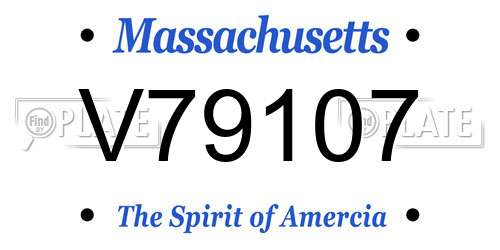 V79107 Massachusetts License Plate