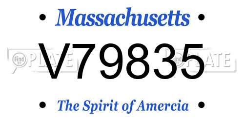 V79835 Massachusetts License Plate