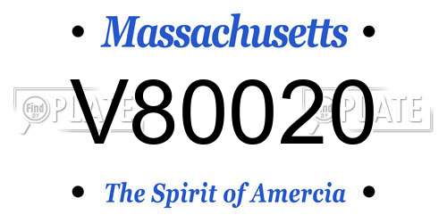 V80020 Massachusetts License Plate