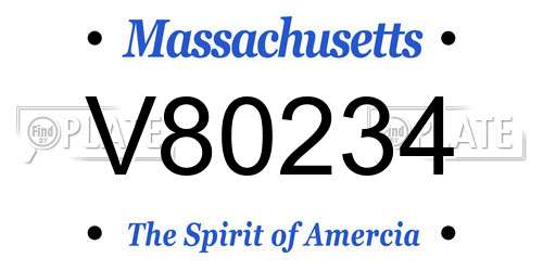 V80234 Massachusetts License Plate
