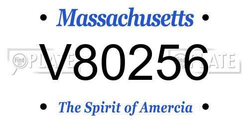 V80256 Massachusetts License Plate