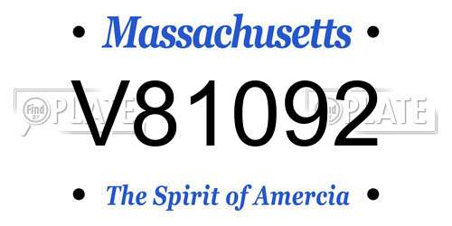 V81092 Massachusetts License Plate