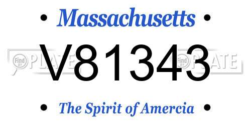 V81343 Massachusetts License Plate