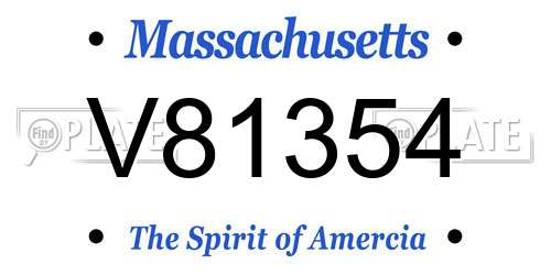 V81354 Massachusetts License Plate
