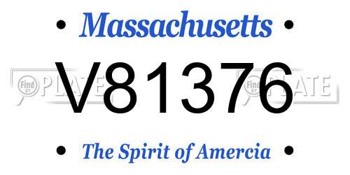 V81376 Massachusetts License Plate