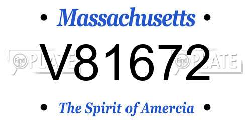 V81672 Massachusetts License Plate