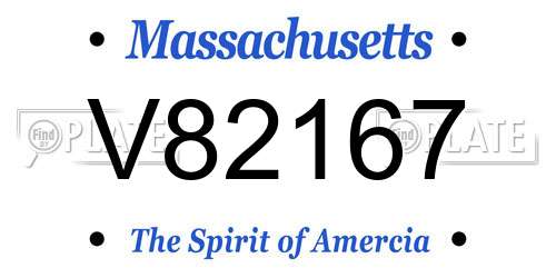 V82167 Massachusetts License Plate